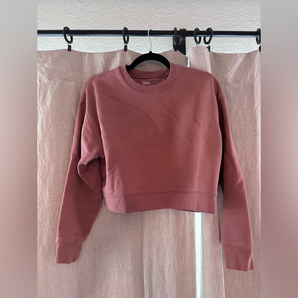 Girlfriend Collective Cropped Sweatshirt - Mauve - Size S - Picture 2 of 3